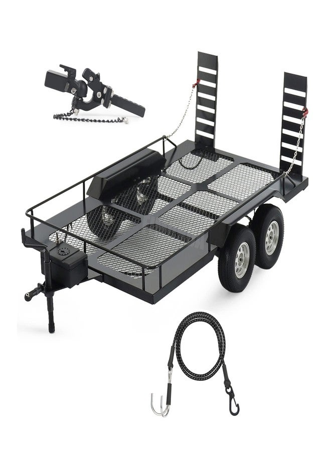 AMK Metal Builder Kit 1/10 RC Trailer with Hitch Mount Receiver & Hauling Ropes for Crawler Cars Axial SCX10 D90 Wrangler TRX4 TRX6 Redcat GEN8 - Image 1
